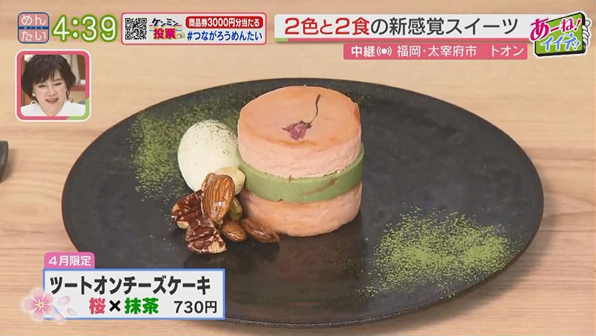 あーね!イイネ!中継｜2つの色のチーズケーキ～トオン太宰府～