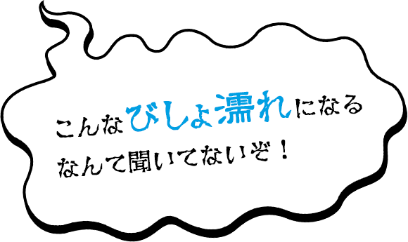 こんなびしょ濡れなるなんて聞いてないぞ！