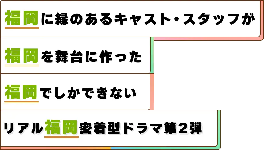 福岡に縁のあるキャスト・スタッフが福岡を舞台に作った、福岡でしかできないリアル福岡密着型ドラマ第2弾！